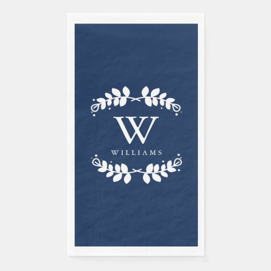Elegant Navy Blue Monogram Servet (Voorkant)