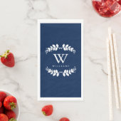 Elegant Navy Blue Monogram Servet (Insitu)