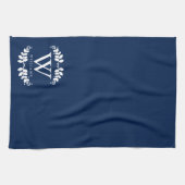 Elegant Navy Blue Monogram Theedoek (Horizontaal)