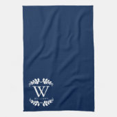 Elegant Navy Blue Monogram Theedoek (Verticaal)