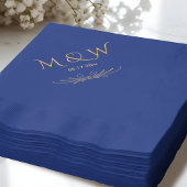 Elegant Navy Blue Monogram Wedding Folie Servetten
