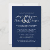 Elegant Navy Blue Monogram Wedding Invitation Kaart (Achterkant)