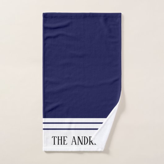 Elegant Navy Blue Monogrammed Name Bad Handdoek (Handdoek)