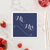 Elegant Navy Blue Mr. en Mrs Wedding Napkins Servet (Insitu)