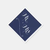 Elegant Navy Blue Mr. en Mrs Wedding Napkins Servet (Hoek)