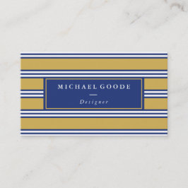 Elegant Navy Blue & Mustard Stripes Visitekaartje