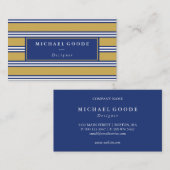 Elegant Navy Blue & Mustard Stripes Visitekaartje (Voorkant / Achterkant)