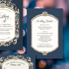 Elegant Navy Blue N Gold bruiloft details Kaart