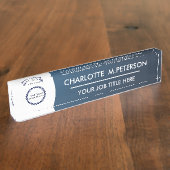 Elegant Navy Blue Naambordje (Zijkant)