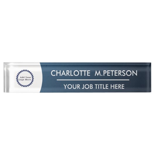 Elegant Navy Blue Naambordje (Voorkant)