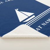 Elegant Navy Blue Nautical Boat Name Text Sherpa Deken (3/4)