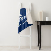 Elegant Navy Blue Nautical Boat Name Text Sherpa Deken (In situ)