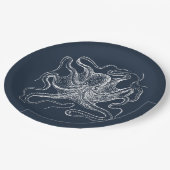 Elegant Navy Blue Octopus Illustration Papieren Bordje (Gekanteld)