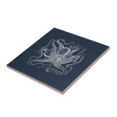 Elegant Navy Blue Octopus Illustration Tegeltje (Zijkant)