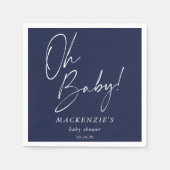 Elegant Navy Blue Oh Baby Baby shower Servet (Voorkant)