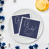 Elegant Navy Blue Oh Baby Baby shower Servet