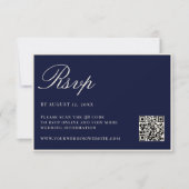Elegant Navy Blue Old Money QR Code Wedding RSVP Kaartje (Voorkant)