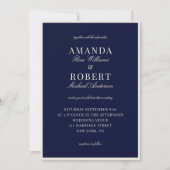 Elegant Navy Blue Old Money Wedding Kaart (Voorkant)