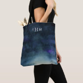 Elegant Navy Blue Ombre | Monogram Tote Bag (Dichtbij)