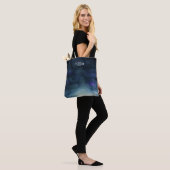 Elegant Navy Blue Ombre | Monogram Tote Bag (Op model)