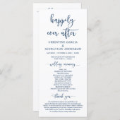 Elegant navy Blue, onze huwelijksceremonie Programmakaart (Voorkant / Achterkant)