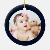 Elegant Navy Blue op maat van de eerste kerst Keramisch Ornament (Achterkant)