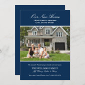 Elegant Navy Blue Our New Home Photo Movement Aankondiging (Voorkant / Achterkant)