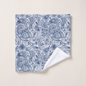 Elegant Navy-Blue Paisley Stripe Bad Handdoek (Wasdoekje)
