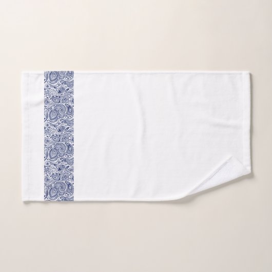 Elegant Navy-Blue Paisley Stripe Bad Handdoek (Handdoek)
