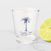 Elegant Navy Blue Palm Tree (geïndividualiseerd) Shot Glas (Voorkant)