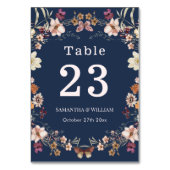 Elegant Navy Blue Pastel Wildflower Boho Wedding Kaart (Achterkant)