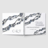 Elegant Navy Blue Pearl Watercolor Modern Wedding Gastenboek (Volledig)