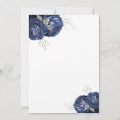 Elegant Navy Blue Peonies Floral Wedding Kaart (Achterkant)