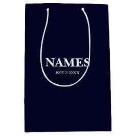 Elegant Navy Blue Personalized Name Gift Bag Medium Cadeauzakje