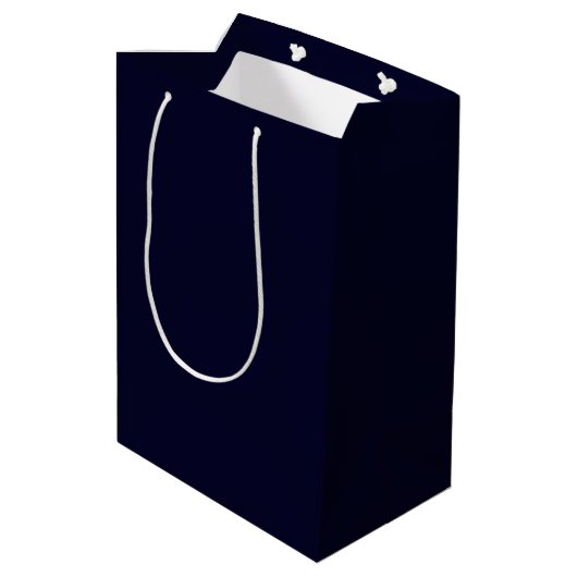 Elegant Navy Blue Personalized Name Gift Bag Medium Cadeauzakje (Achterkant Gekanteld)