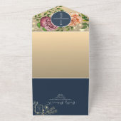Elegant Navy Blue Photo Wedding Invitation All In One Uitnodiging (Buitenkant)