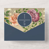 Elegant Navy Blue Photo Wedding Invitation All In One Uitnodiging (Achterkant)