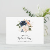 Elegant Navy Blue Pink Blush Floral Moederdag Kaart (Staand voorkant)