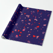 Elegant Navy Blue Pink Hearts Valentine Cadeaupapier (Uitgerold)