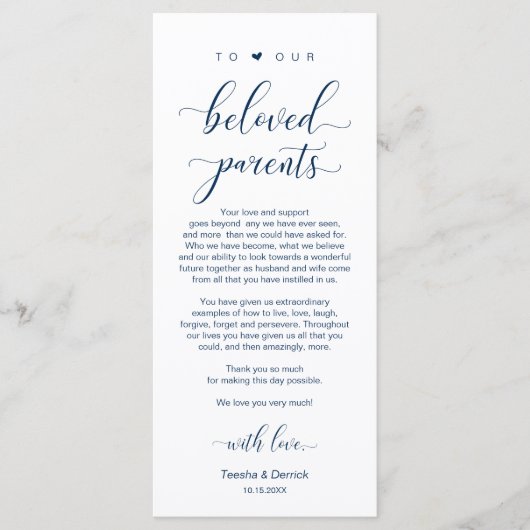 Elegant Navy Blue, plaats-instelling Dank je kaart (Voorkant)