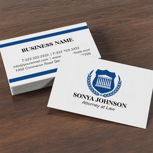 Elegant Navy Blue Professional Attorney Visitekaartje