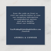 Elegant Navy Blue QR Code Wedding Details Enclosur Informatiekaartje (Achterkant)