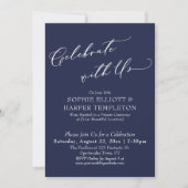 Elegant Navy Blue Reception Kaart (Voorkant)