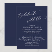 Elegant Navy Blue Reception Kaart (Voorkant / Achterkant)