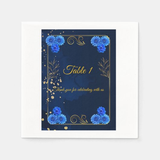 Elegant Navy Blue Reception Table Number Card Servet (Voorkant)