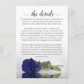 Elegant Navy Blue Reflecting Roos Wedding Details Informatiekaartje (Voorkant)