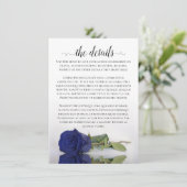 Elegant Navy Blue Reflecting Roos Wedding Details Informatiekaartje (Staand voorkant)