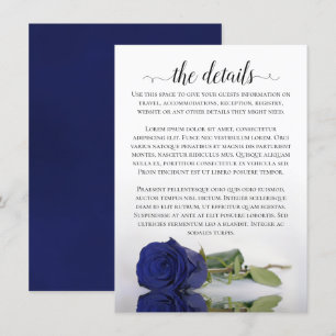 Elegant Navy Blue Reflecting Roos Wedding Details Informatiekaartje