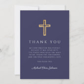 Elegant Navy Blue Religious Cross Confirmation Bedankkaart (Voorkant)