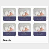 Elegant Navy Blue Religious Cross Foto Baptisme Vierkante Sticker (Vel)